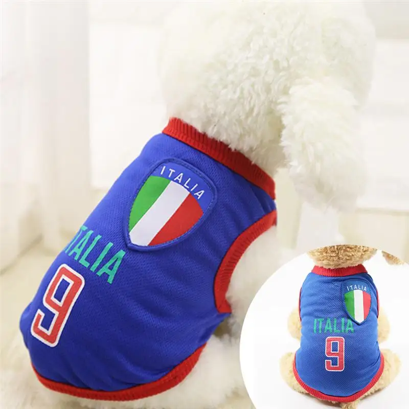 

2018 Hot Pet Cloth for Dogs World Football Russian 9 Teams Soccer Jersey Sweatshirt Soft Vest T-shirt for Small Medium Dogs S-XL