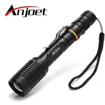 Anjoet Waterproof CREE XM-L T6 / L2 LED Tactical Flashlight 5-Modes Zoomable light by 18650 batteries Camping Torch Lamp s 9000 lumens led flashlight focus lamp led torch e17 cree xm l t6 zoomable lights ac car charger 18650 5000mah battery