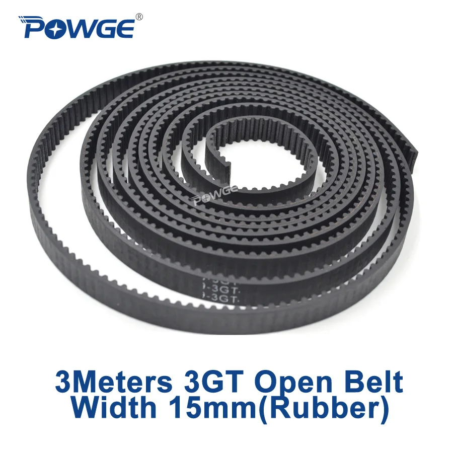 POWGE 3GT Open Timing belt 3GT 15 width 15mm Pitch 3mm Rubber Small Backlash Linear Motion 3GT