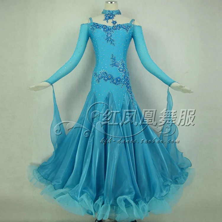 

New Ballroom dance costumes sexy senior embroidery stones ballroom dance dress for women ballroom dance dresses S-4XL BR430