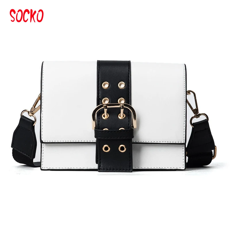 

Original design female package hit color wide shoulder strap small square fashion trendy shoulder Messenger bag H39