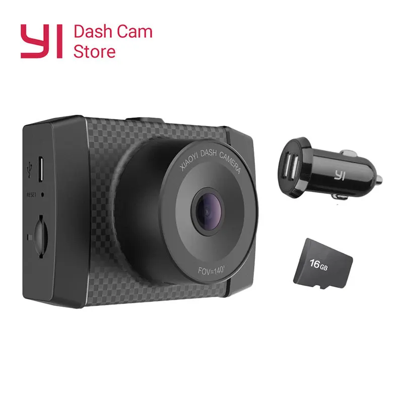 En Ligne YI Ultra Dash caméra avec carte 16G résolution 2.7K voiture DVR A17 A7 double puce commande vocale capteur de lumière écran large 2.7 pouces