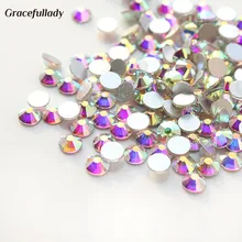 Top quality 1440pcs SS3 Clear AB Nail Art Rhinestones For Nails 3D Manicure Decoration Shiny Non Hotfix Flatback Crystal