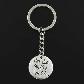 

Fashion Plates You Are My Sunshine 25x25mm Pendant 30mm Key Ring Chain Silver Color Men Car Gift Souvenirs Keychain Dropshipping