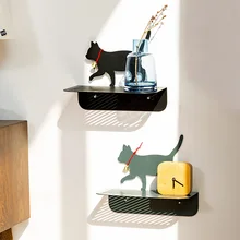 Железная настенная стойка для хранения в форме кошки, настенная веревка, подвесная полка, держатель для декора кухни, ванной комнаты, органайзер для макияжа