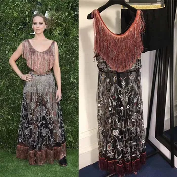 

Summer dress 2018 fashion tassel embroidery dress female perspective mesh sexy dress eveving party women dress black lace dress