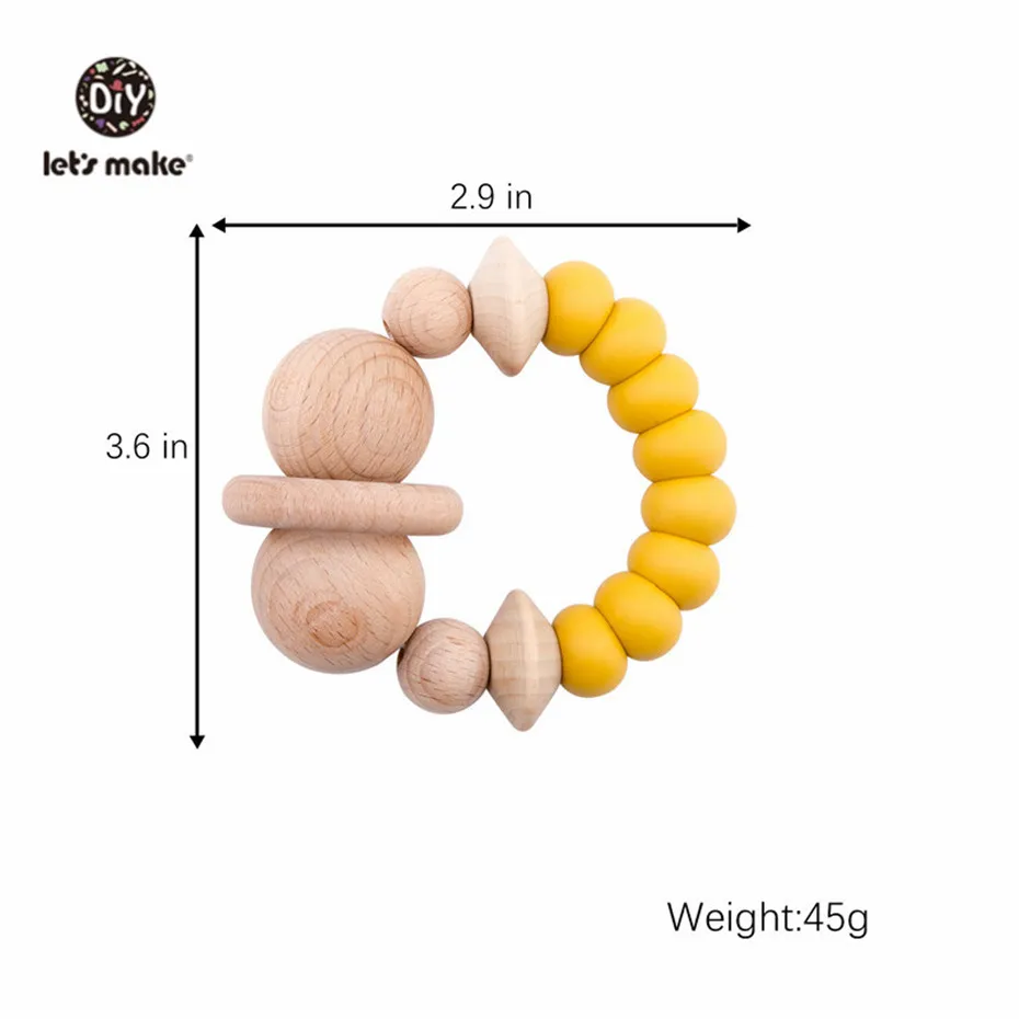 Let's Make 1pc Baby Rattles Wooden Teething Toys Nursing Accessories Gift Silicone Beads Bracelet Baby Bpa Free Silicone Teether