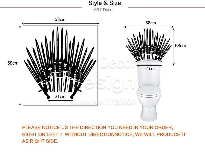 Железный Трон, наклейки для унитаза, настенные наклейки, домашний декор, пародия, вдохновленная игрой престолов, для туалета в ванной комнате