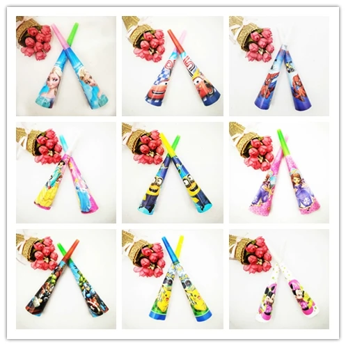

6pc/set Anna And Elsa Avengers Princess Mickey Minnie Moana Horn & Trumpet Party Supplies