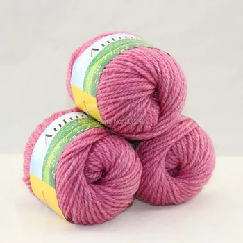 

LOT of 3 BallsX50g Chunky Hand-woven Coarse Knitting Yarn Mauve 205