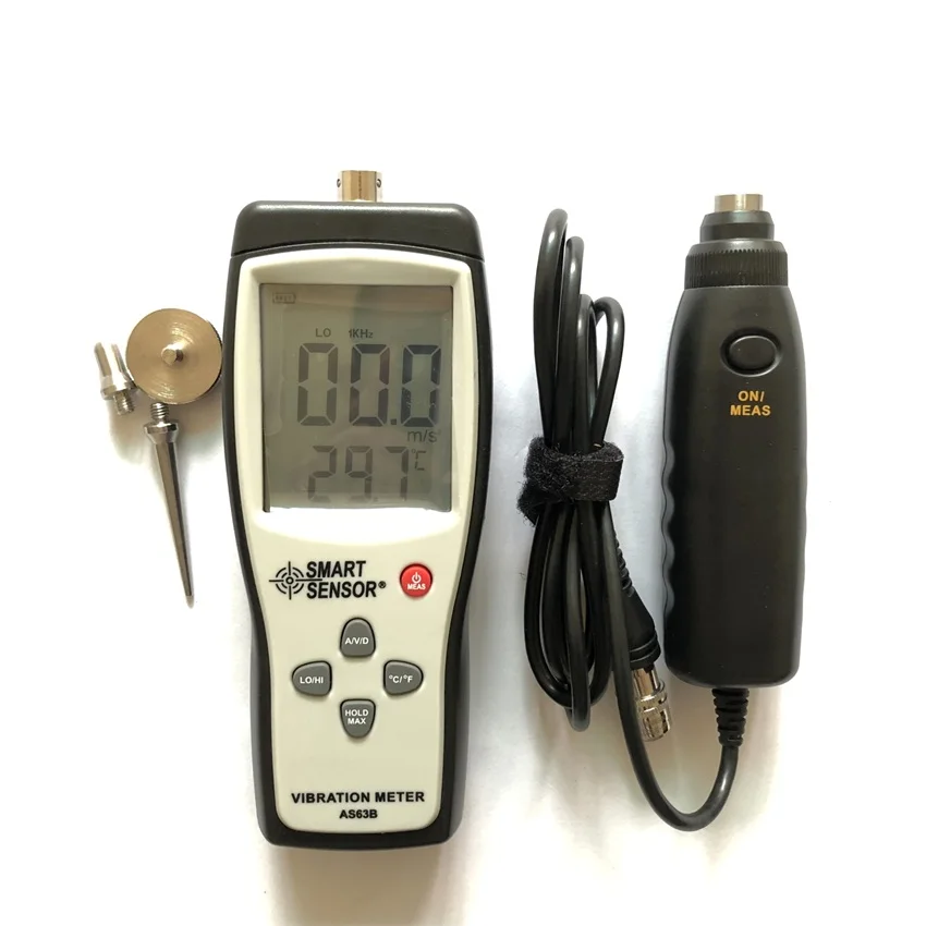 

Digital Detached Probe Type Vibration Meter 0.1~199.9m/s Precision SmartSensor AS63B Vibration Measurer Tester Gauge Analyzer