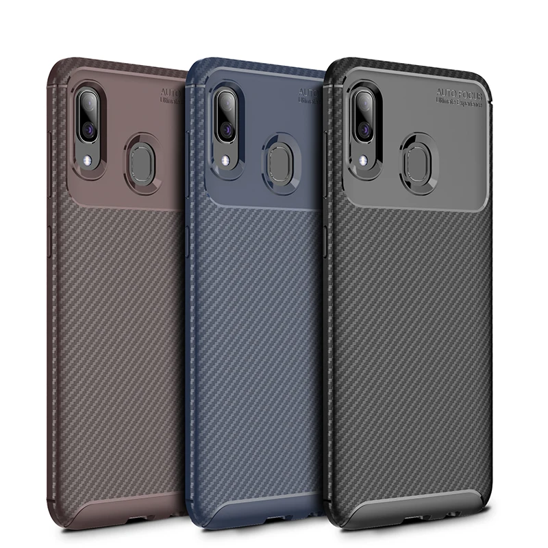 

Phone Case Shockproof Silicone Carbon Fiber Cover On For Samsung Galaxy A20 A30 A50 A 20 30 50 2019 3/4/6 32/64 GB Bumper 6.4''