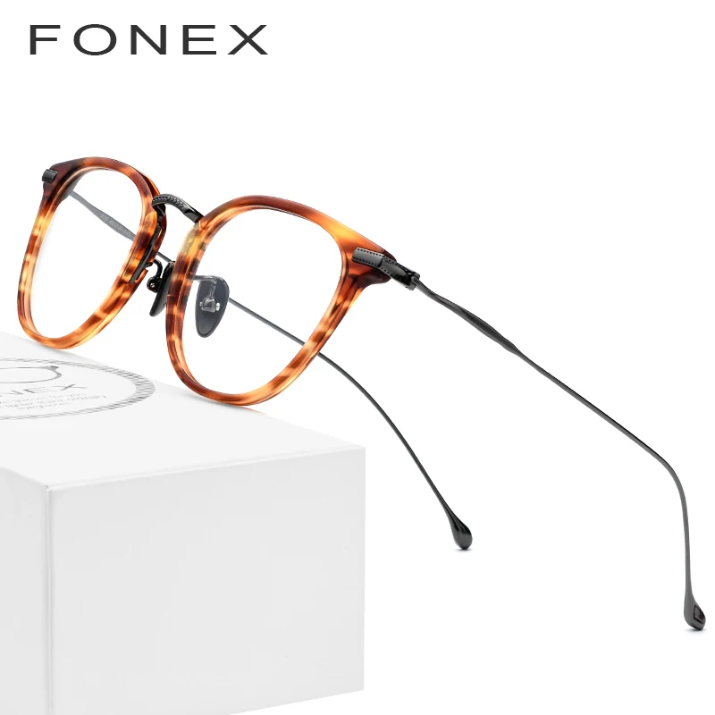 

FONEX B Titanium Optical Glasses Frame Men Vintage Square Prescription Eyeglasses Women Retro Round Myopia Spectacles Eyewear