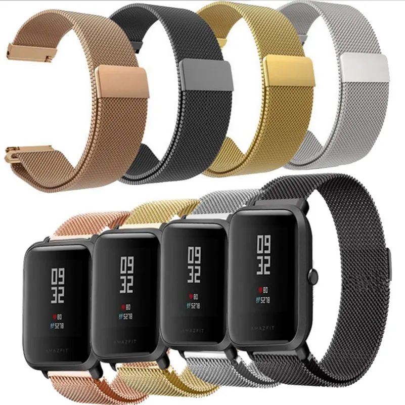 Milans Strap For Xiaomi Huami Amazfit Bip BIT Lite Youth Smart Watch Metal Replaceable Band 20MM Stainless | Электроника