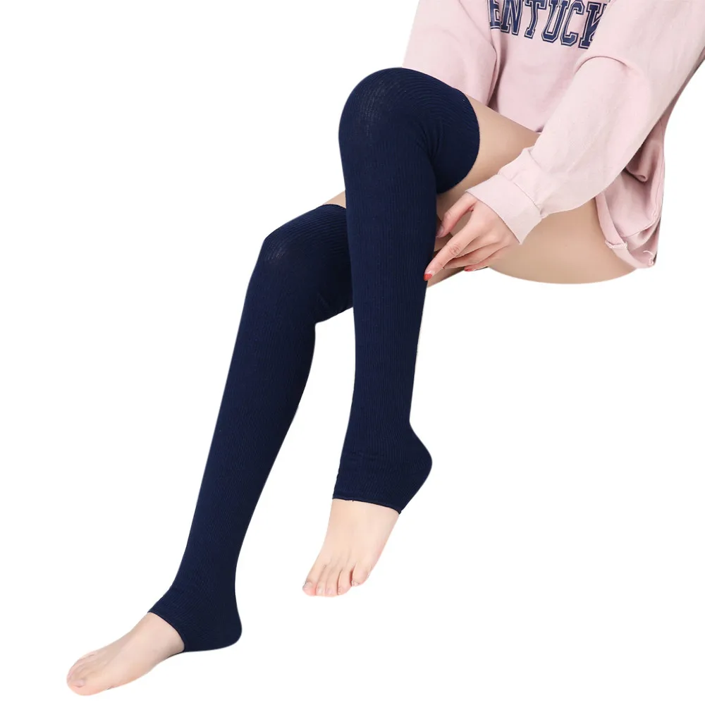 HSU/Новые модные женские вязаные длинные гетры для обуви выше колена, тонкие чулки до бедра, повседневные однотонные зимние теплые длинные запасы