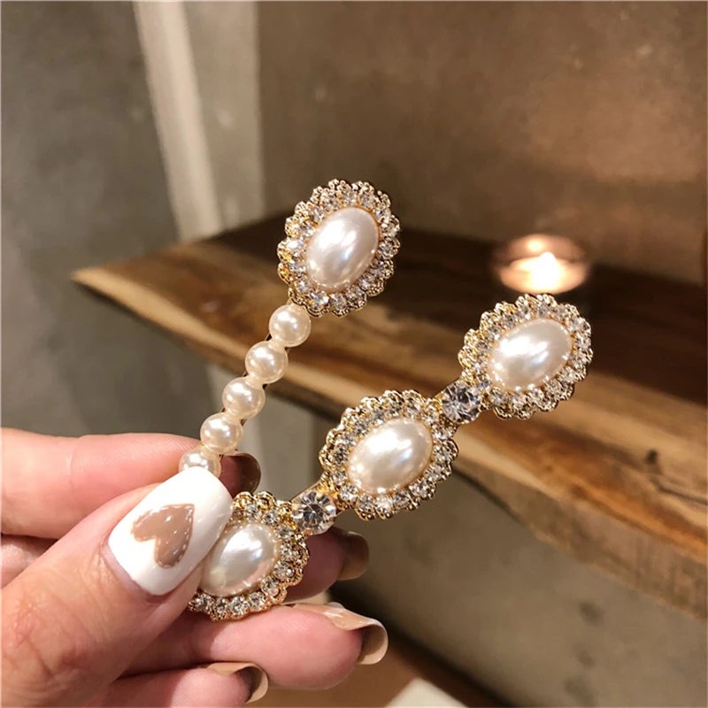 

New Korea pearl hair pins Elegant hair barrette 2019 Fashion Geometric hair clip pin wedding hair jewelry accessories for women