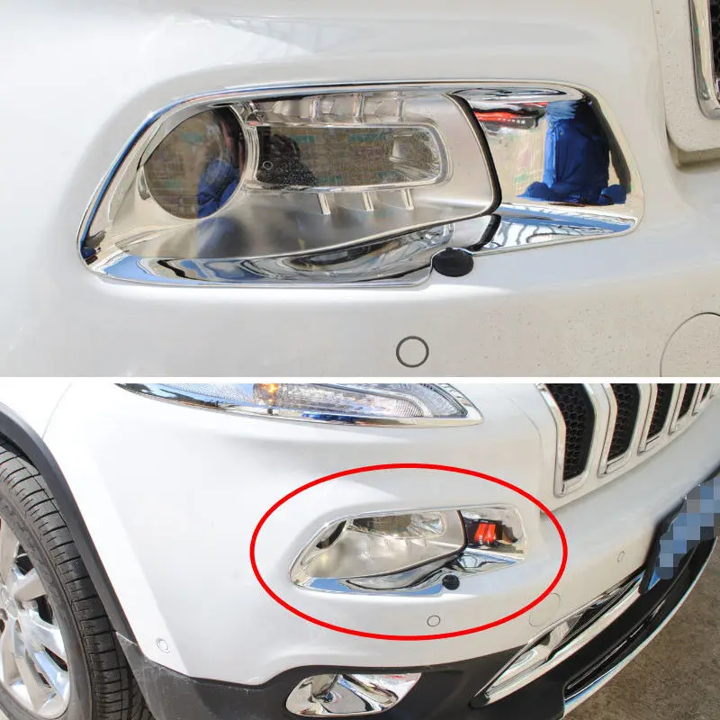 

Chrome Front Headlight Lamp Cover Decoration Trim Frame Fit for Jeep Cherokee 2014 2015
