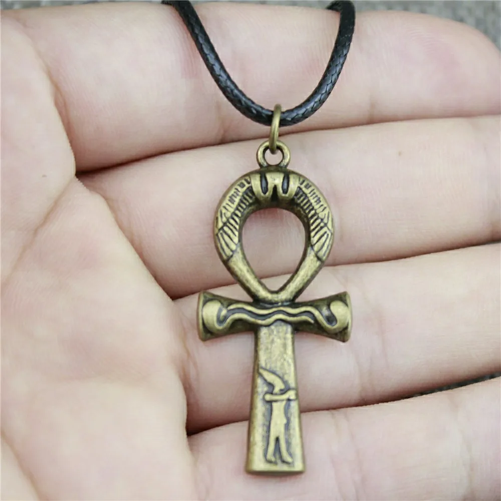 Египетский АНХ крест ожерелье Египетский АНХ крест вощеный шнур ожерелье Египетский АНХ крест кулон черная кожаная цепь ожерелье