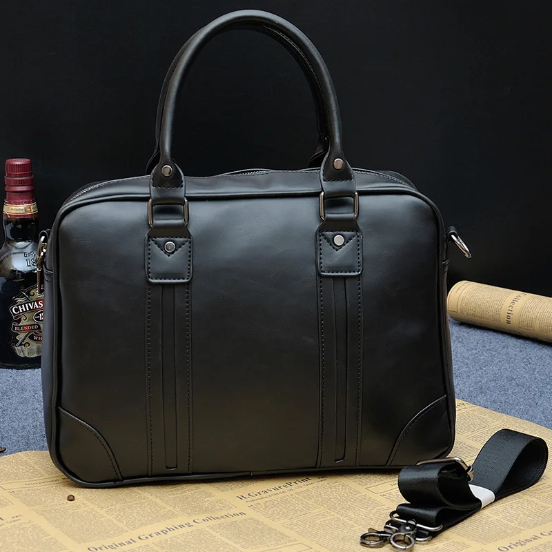 YIZHI, деловой мужской портфель, Большая вместительная сумка, высокое качество, из искусственной кожи, сумки на плечо, компьютерные сумки - Цвет: black