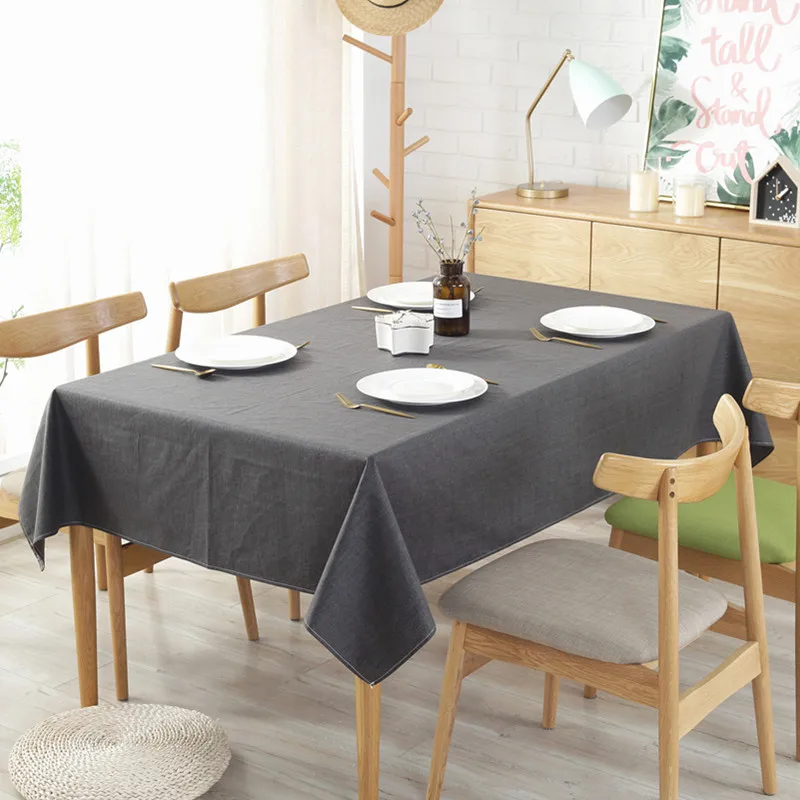 

Byetee Solid Color Tablecloth Waterproof Modern Hotel table cloth rectangular cotton Linen fabric dining Table Cover for Kitchen