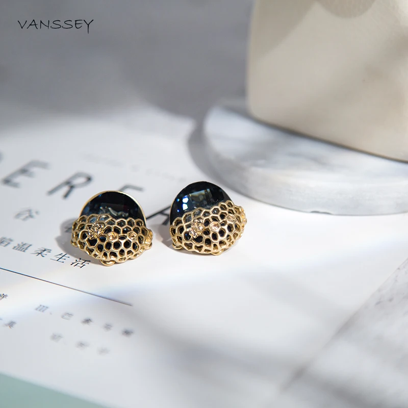 Vanssey, винтажные, модные, австрийские, Монтана, кристаллы, стразы, насекомое, улей, серьги-гвоздики, вечерние, аксессуары для женщин, новинка