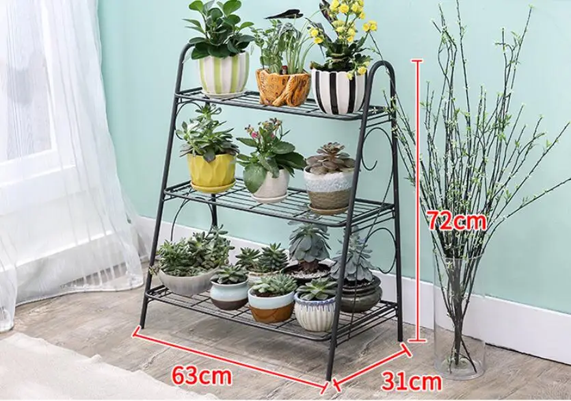 Flower shelf indoor home multi-layer wrought iron flower pot rack balcony rack floor-standing living room rack plant rack