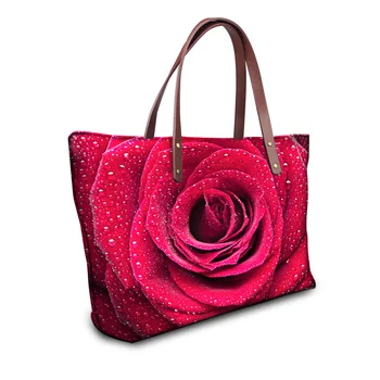 

Brand Flower Rose Printed Women Handbags Large Capacity Shopping Shoulder Bags for Ladies Female Tote Designer Handbags Bolsas