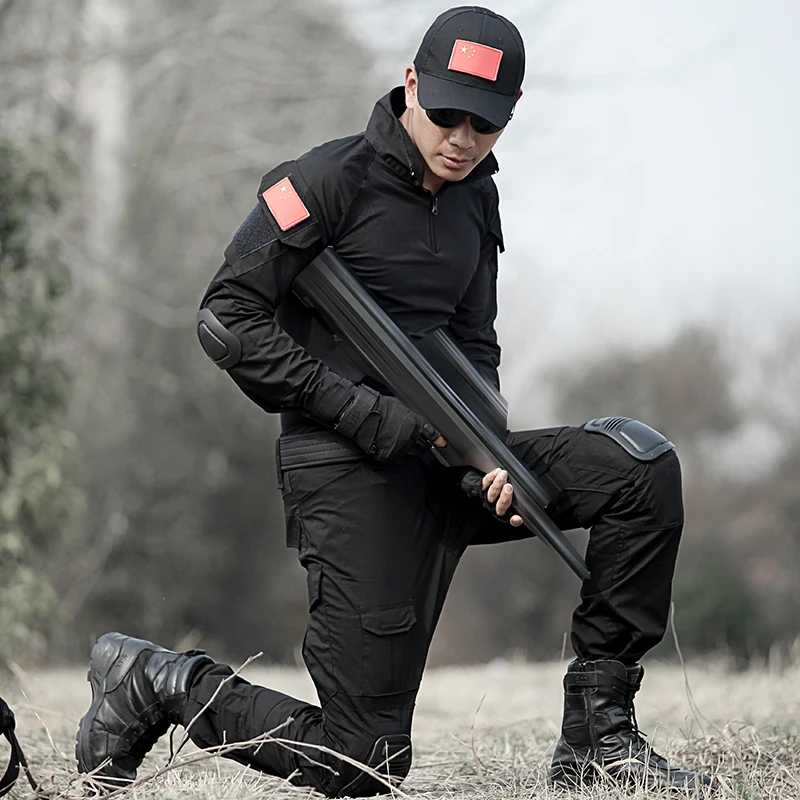 Мужская Тактическая Военная форма, камуфляжные Пейнтбольные брюки-карго с наколенниками, охотничьи армейские брюки, рубашка, костюм