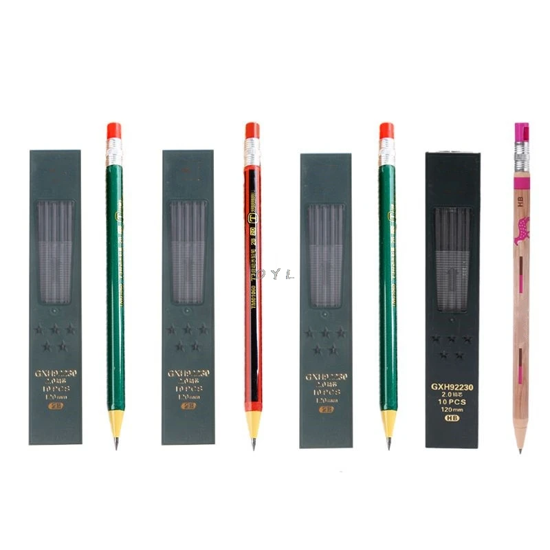 

1Set Mechanical Pencil Refillable Type With Refill Box Simple Click 2.0 mm
