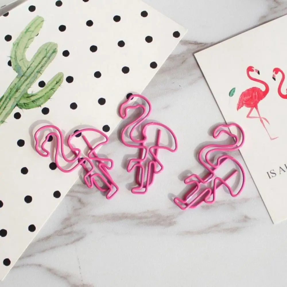 

10Pcs/Lot Cute Pink Flamingo Shape Paper Clips Creative Colorful Clip Bookmarks School Office Supply Student Stationary