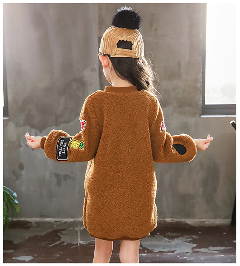 Winter warm thick cashmere sweater for girls jackets round neck jackets for girls coat children clothes (2)