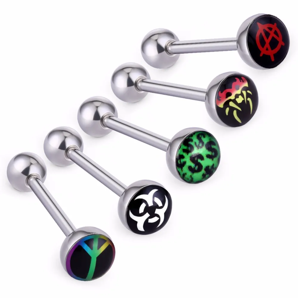 

5pcs/lot Sexy Smile Colorful Assorted Steel Ball Tongue Bar Ring Barbell Piercing Tongue Body Piercing Kit for Girls SD093