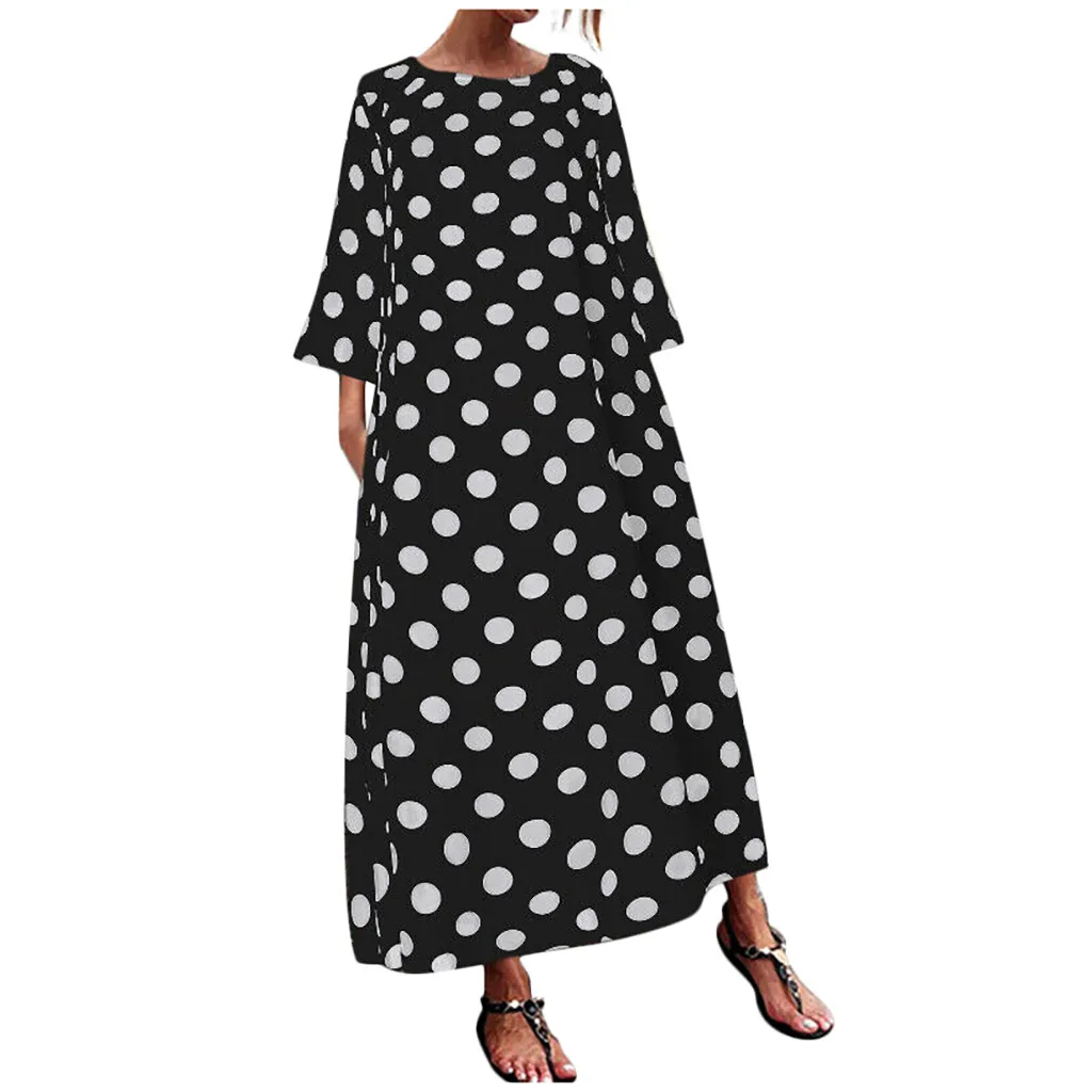 

Korean Black Shirt Vestidos Office Polka Dot Vintage Autumn Winter Women Dress 2019 Loose Pockets Long Sleeve Dress Female #30