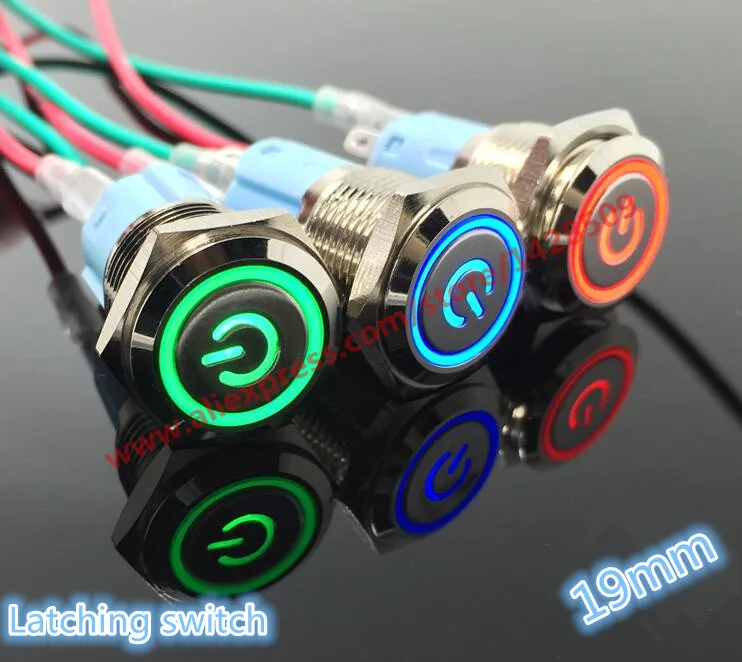 

1set Angel Eye Stainless Steel Metal LED 19mm Push Button Switch dash 3 5 6 12v 24v 48v 110 220v Ring Light Switch Self Latching
