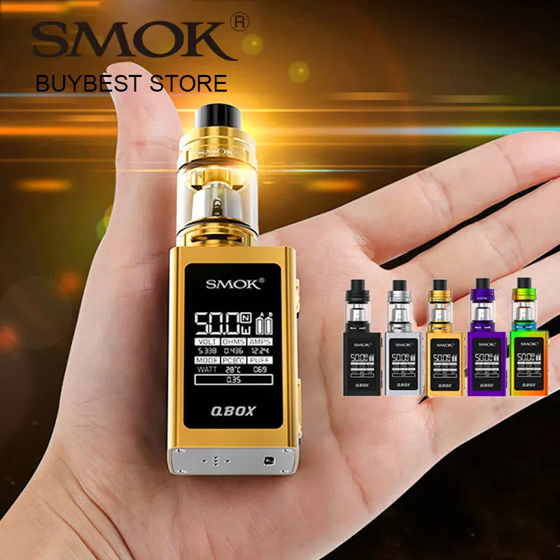 

Original 50W SMOK QBOX TC Kit with 3ml Smok TFV8 Baby Beast Tank and QBOX 1600mah Battery Box MOD E-Cigarette 50W Vaping Kit