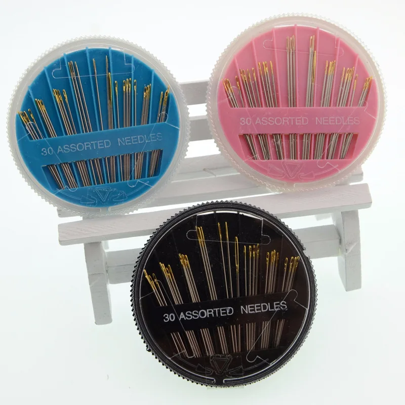1Box=30pcs Assorted Hand Sewing Needles Embroidery Mending Craft Quilt Sew Case Gold Tail Hand