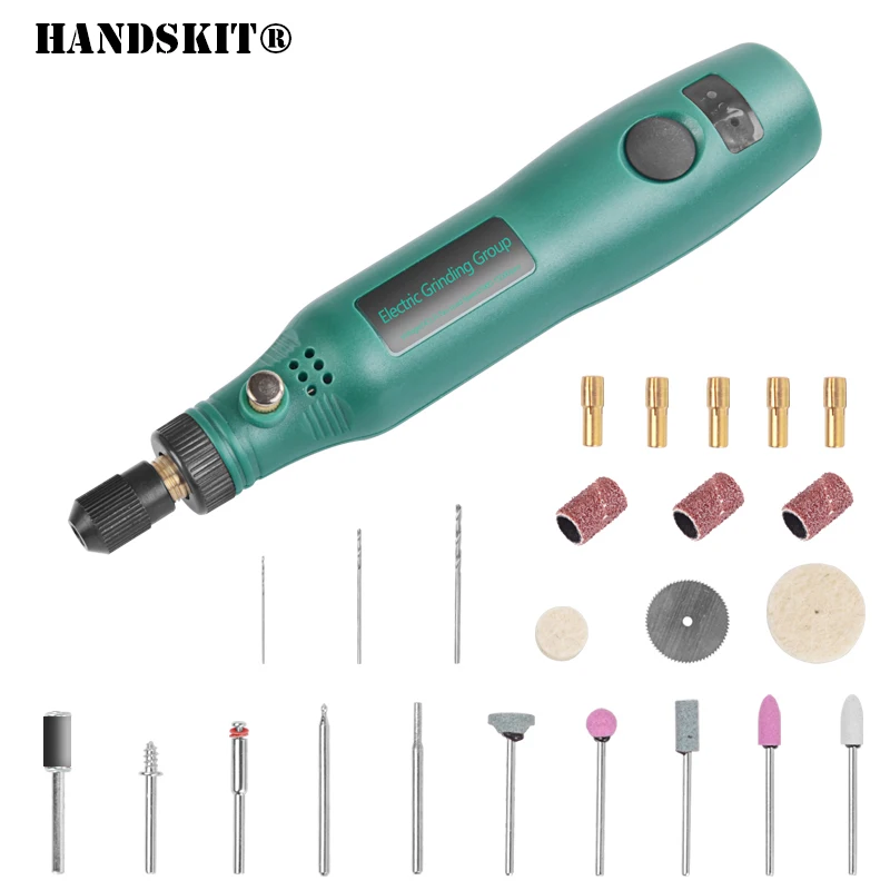 

3.6V Li-on 2.3mm Collet Cordless Rotary tool Three-Speed w/ 24 Pcs Rotary accessory Kit & USB Charging Cable Mini Drill