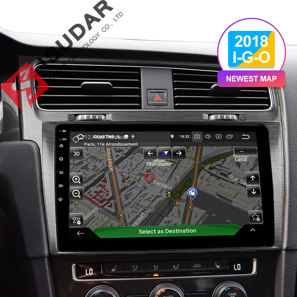 Isudar автомобильный мультимедийный плеер 1 Din DVD Automotivo Android 9 для VW/Volkswagen/Golf 7 радио gps