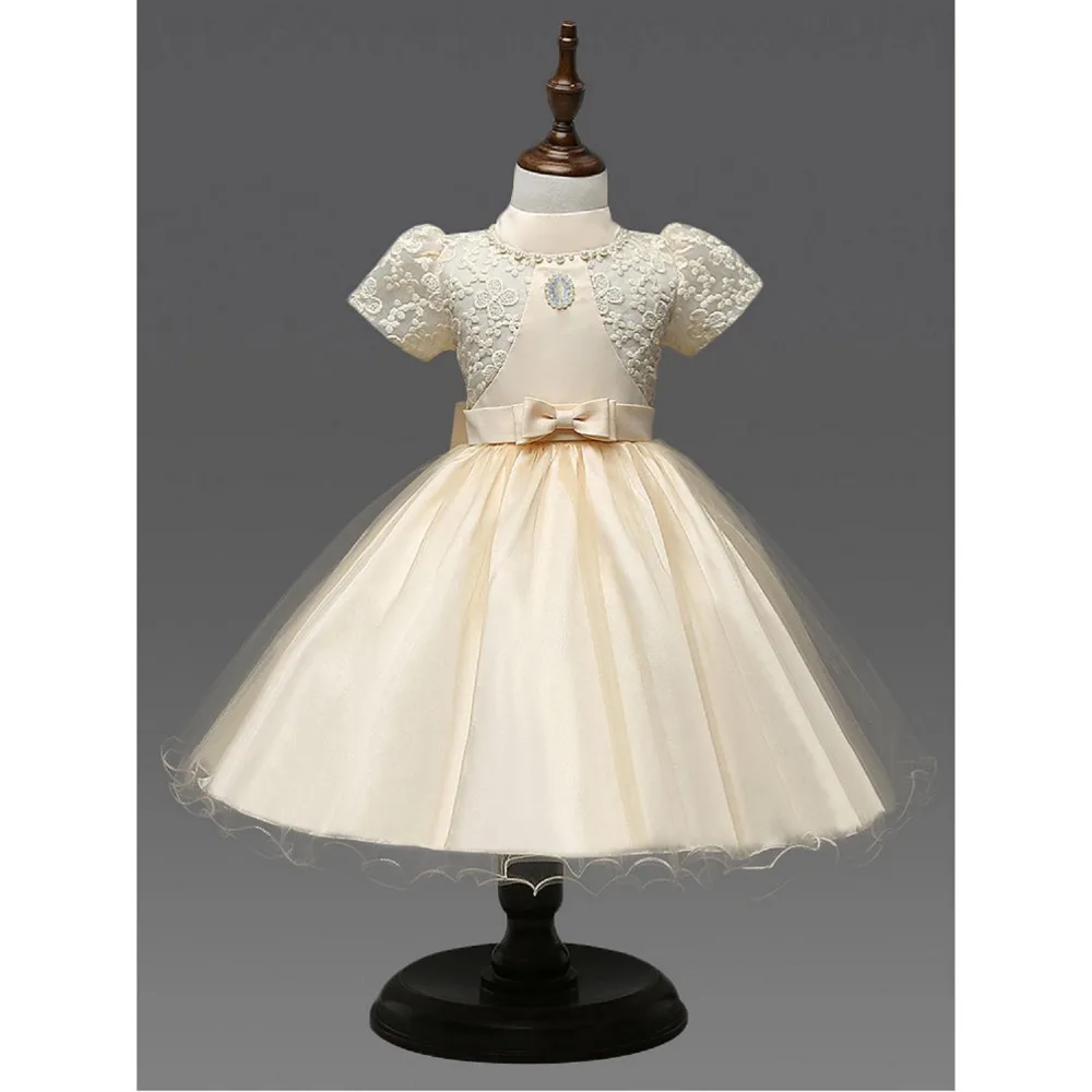 2017 Fashion White Pink Yellow Tutu Ball Gown Short sleeve Bow Organza Lace Zipper Flower Girl Dresses Kids Pageant Age | Свадьбы и