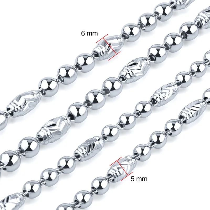 V.YA 925 пробы серебряные слитки цепи ожерелья для женщин мужчин 5 мм бусины цепи Твердые серебряные тяжелые толстые цепи подходят кулон