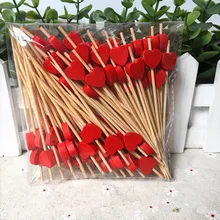 Bâtonnets de fourchette en forme de fruits en cœur et pêche rouge, Toppers de Cupcake, décorations de Cocktail, mariage Festival, fête d'anniversaire, 100Ps 9Cm