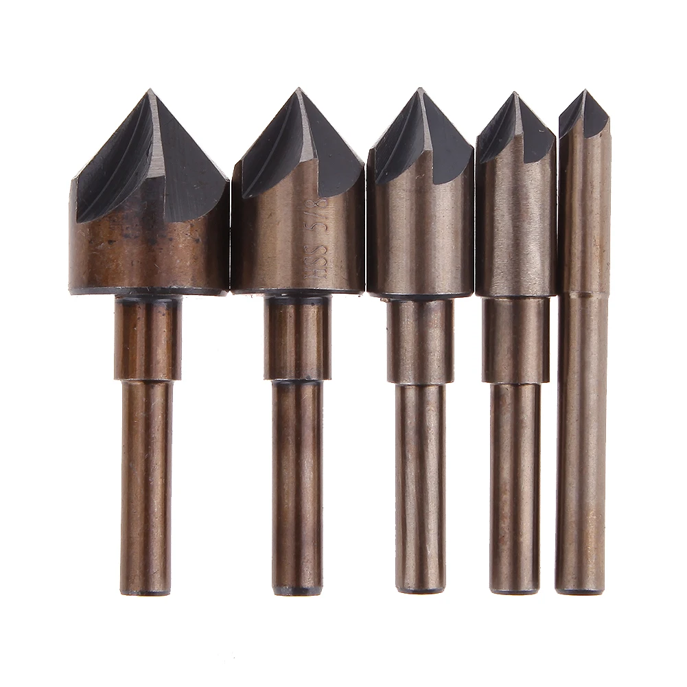 5pcs/lot Hss 5 Flute Edge Chamfering Drill Bits Metal Working 82 degree