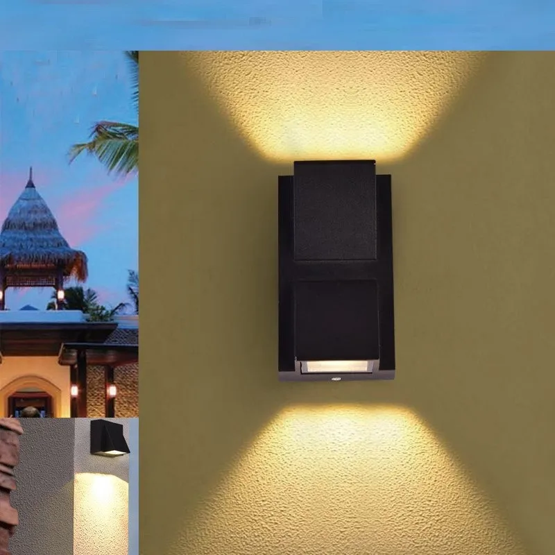 IP65 Водонепроницаемый Уличный настенный светильник COB светодиодный светильник для крыльца, современный настенный светильник, светильник для сада, двора, декоративное освещение из алюминия - Испускаемый цвет: Double-end