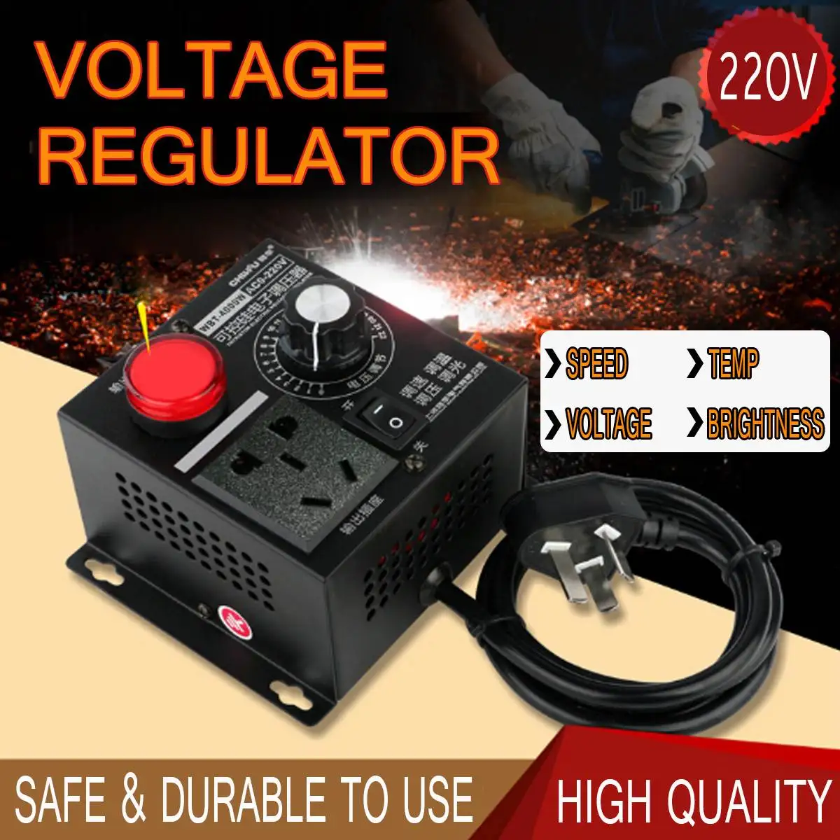 

AC 220V 4000W Variable Voltage Regulator Step Down Voltage Converter Transformer Motor Speed Fan Control Controller RA