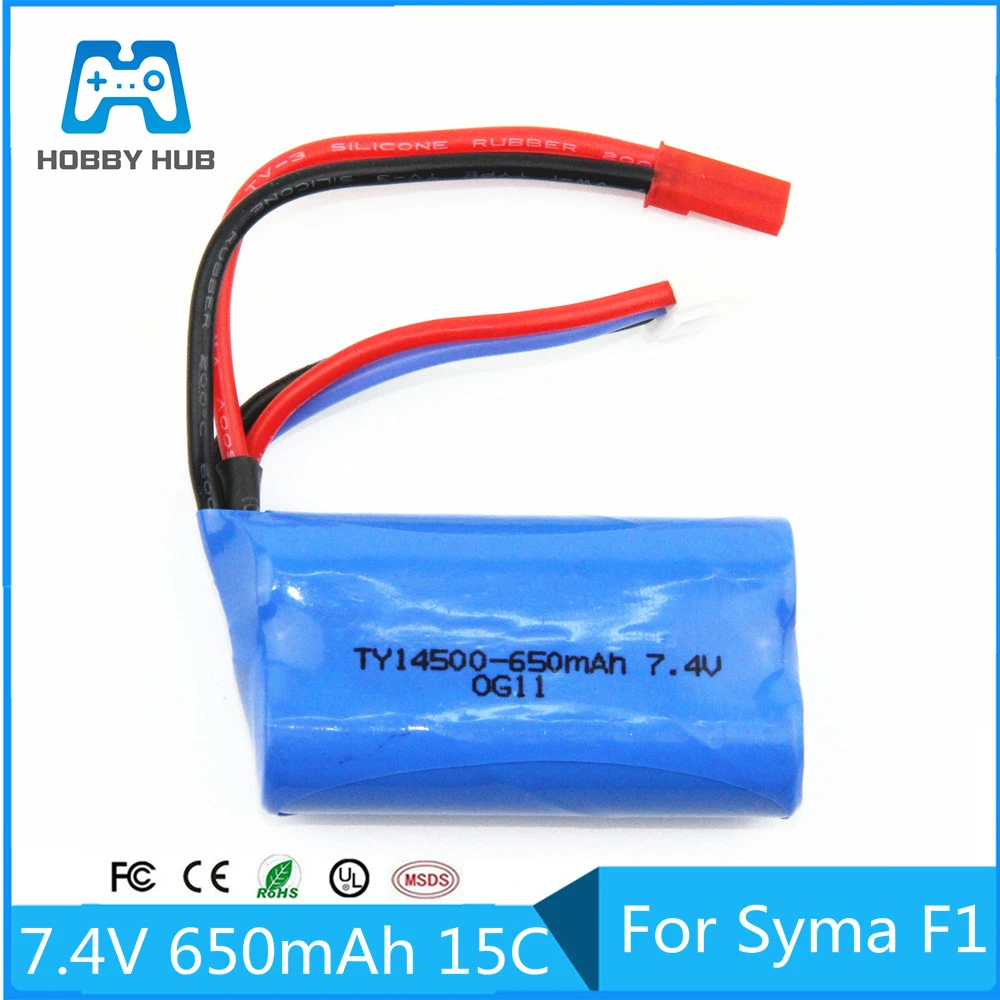 

7.4V 650mAH 14500 Lipo Battery For Syma F1 Remote control helicopter li-po 2s battery 650 mAH 7.4 V 14500 15C Toy Battery