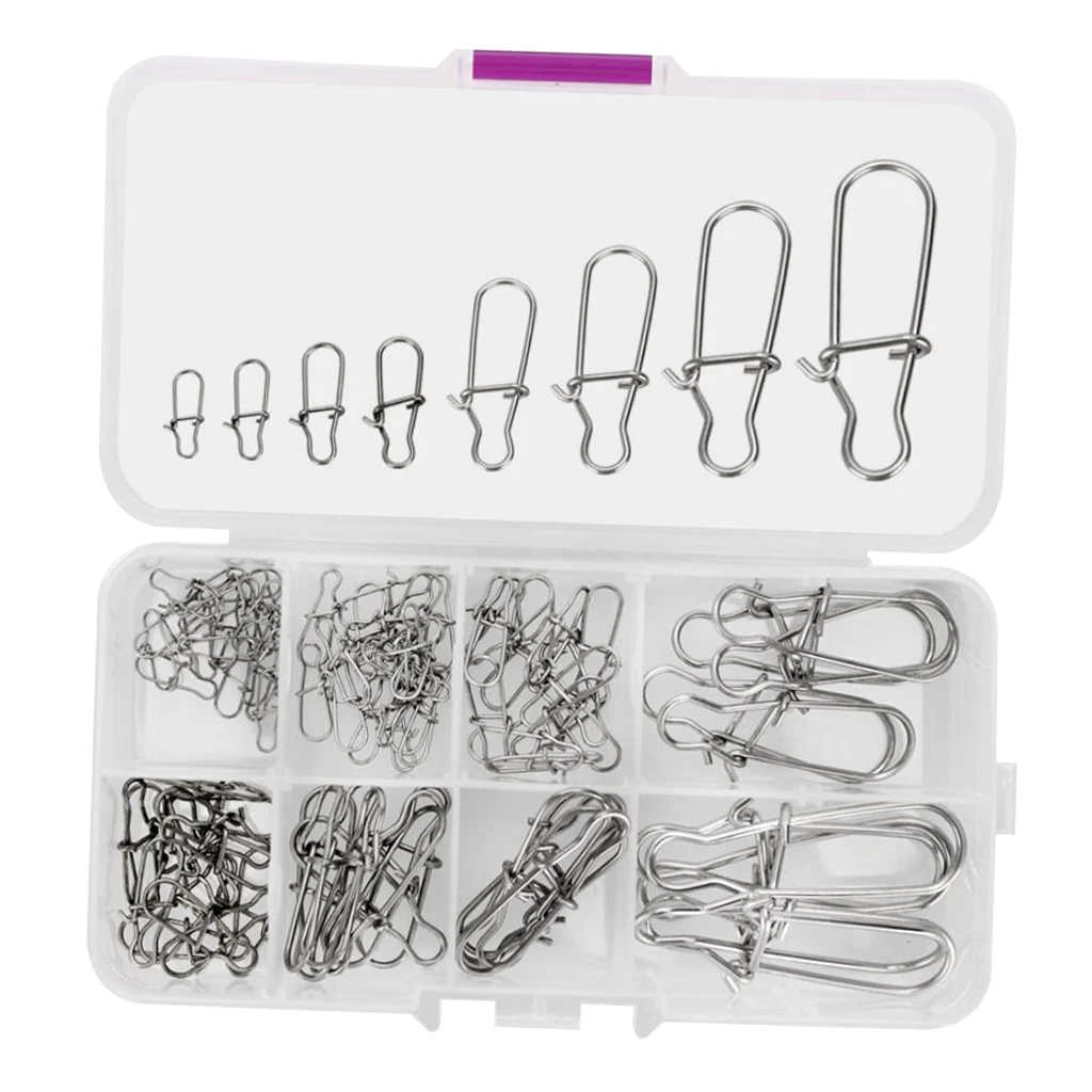 100 Pcs Fishhooks Fishing Lure Snap Connector Nice Fastlock Snap Lure Hooks for Fly Hook Fishing Rod line Connecting Monsters