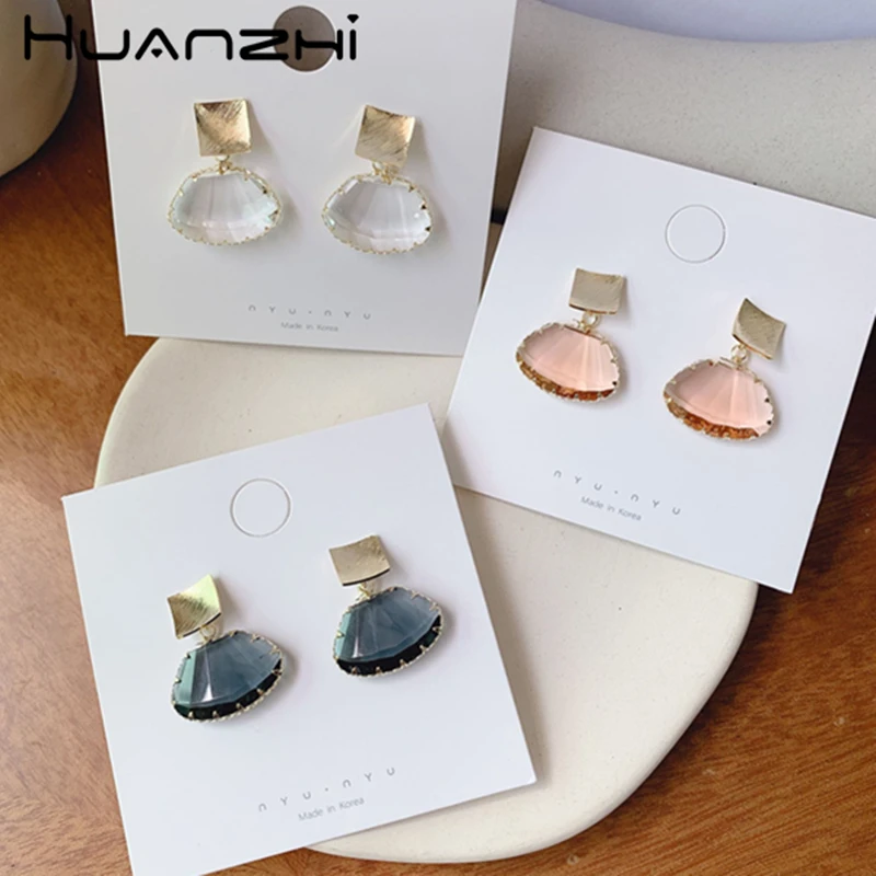 Женские серьги-капельки HUANZHI элегантные геометрические серьги золотого цвета с