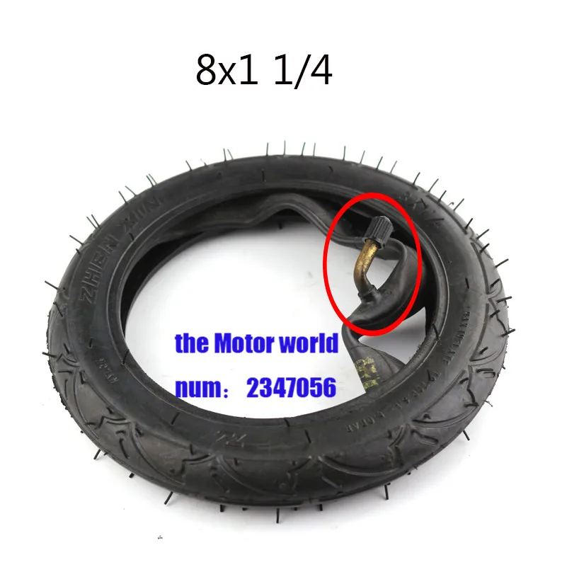 8x1 1/4 Scooter Tire & Inner Tube Set Bent Valve fits Electric / Gas