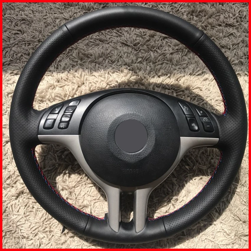 

MEWANT Black Artificial Leather Car Steering Wheel Cover for BMW E53 X5 E39 E46 325i Accessories
