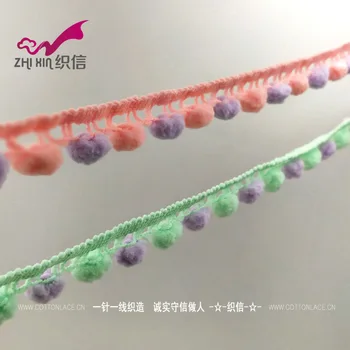 

50Meters 15mm Width Pure Cotton Pink Pom Pom Trim Ball Tassel Lace Fringe Ribbons DIY Sewing Accessories Pompom Lace Material